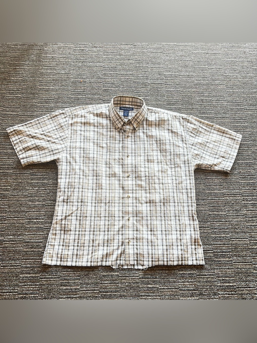Vintage 2000s cropped Denver Hayes raw hem Plaid boxy fit Button Up Shirt